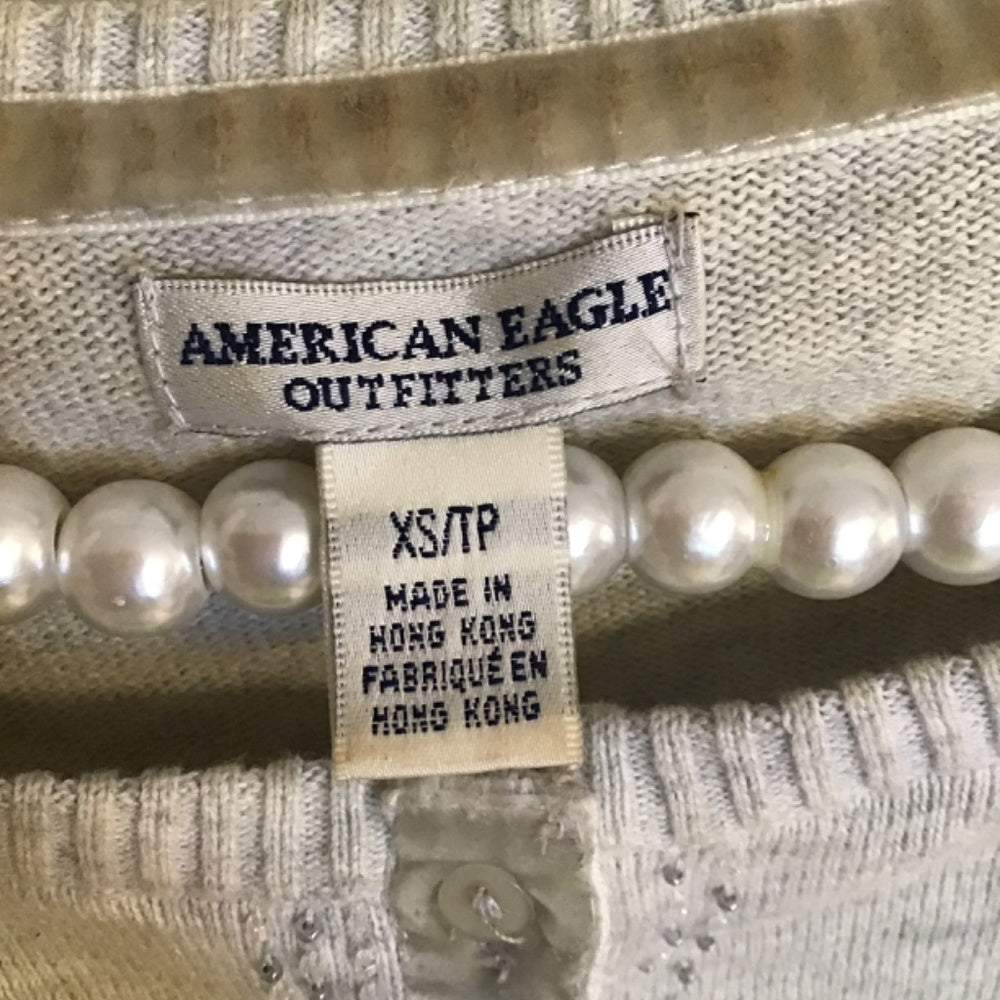 American Eagle gray cardigan with shimmery accents Sz XS