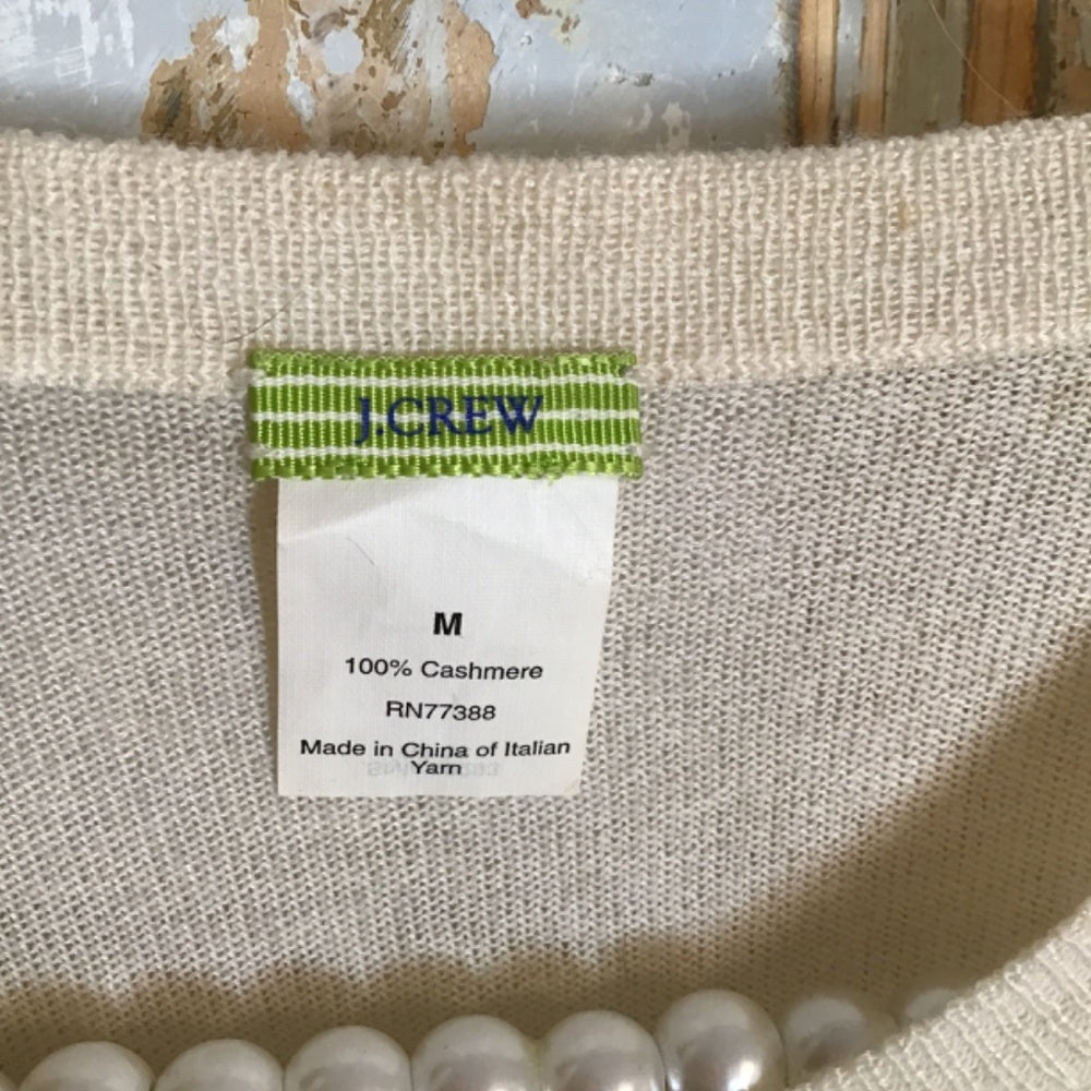 J. Crew cream cashmere sweater Sz M