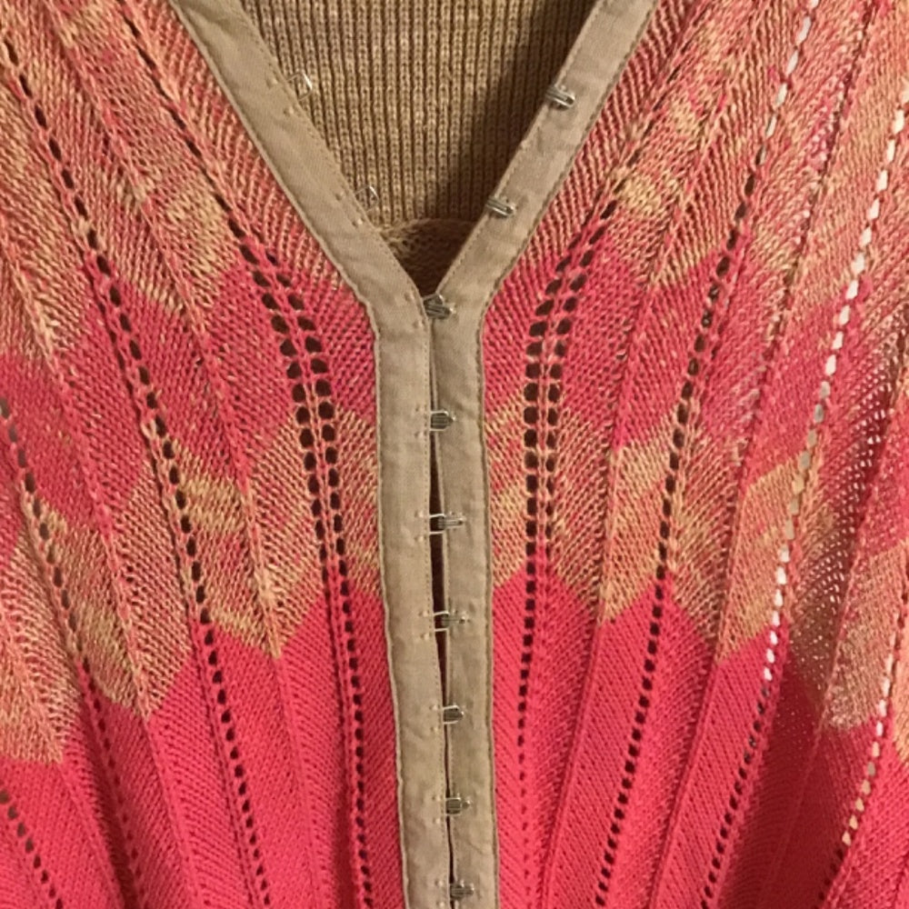 Free People multi color pink yellow blue top Sz M hook and eye corset front
