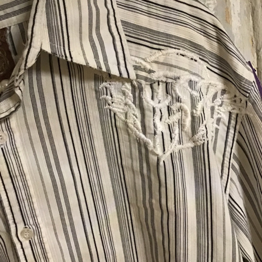 Roar grey/ blue dress men shirt Sz L