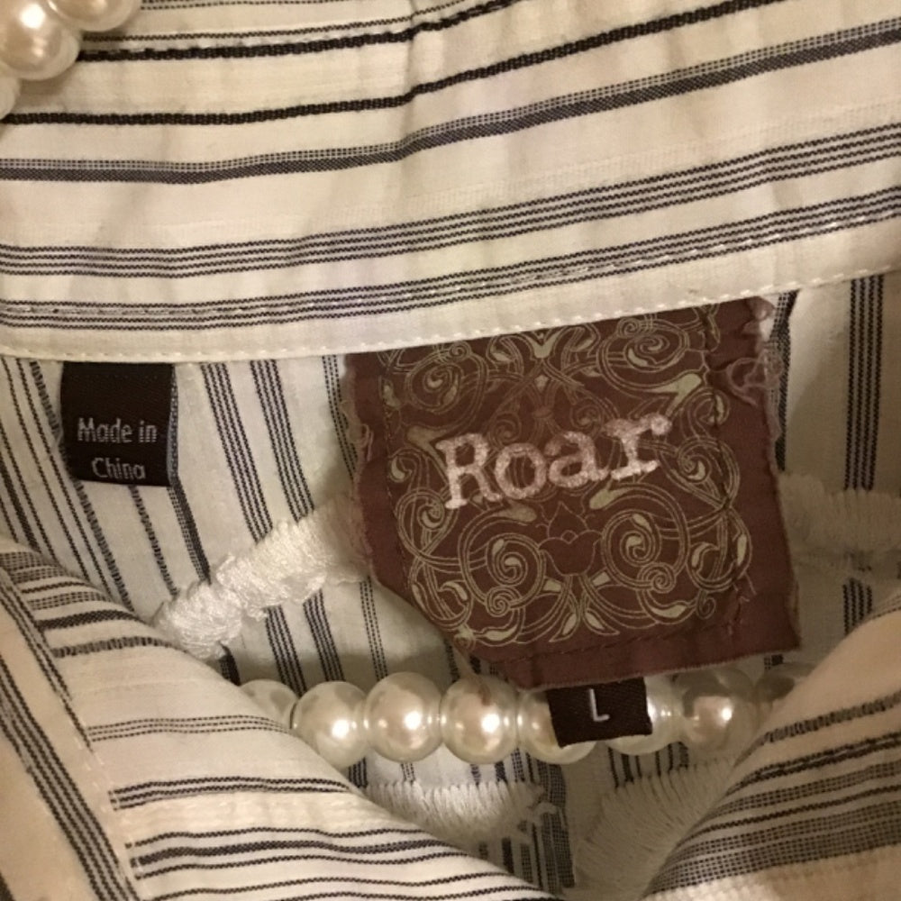 Roar grey/ blue dress men shirt Sz L