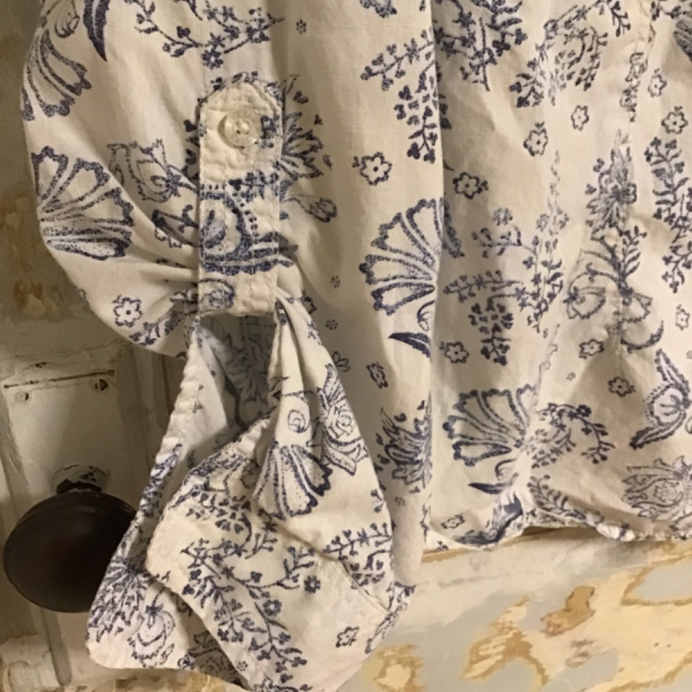 Croft & Barrow blue floral design dress shirt Sz XL