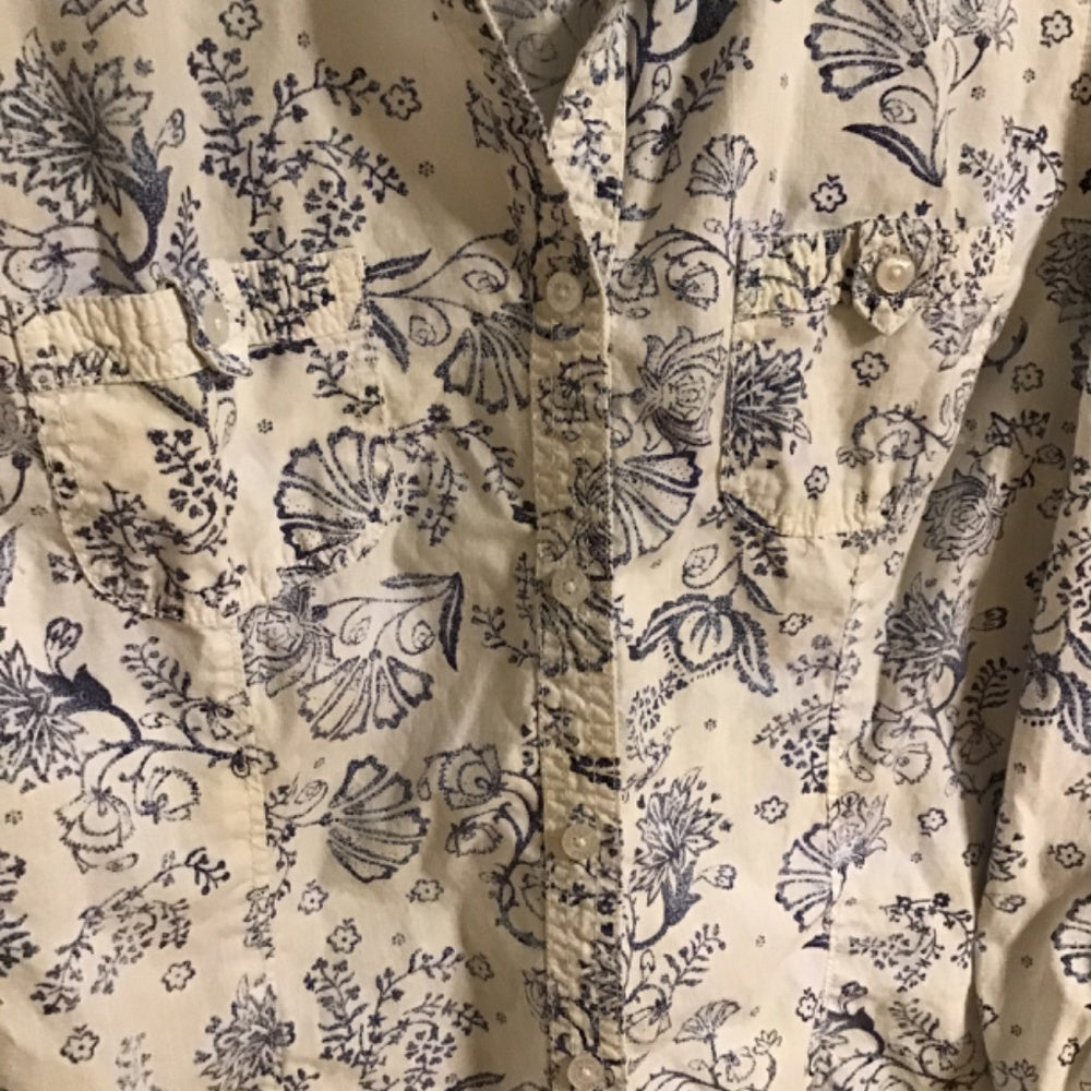 Croft & Barrow blue floral design dress shirt Sz XL