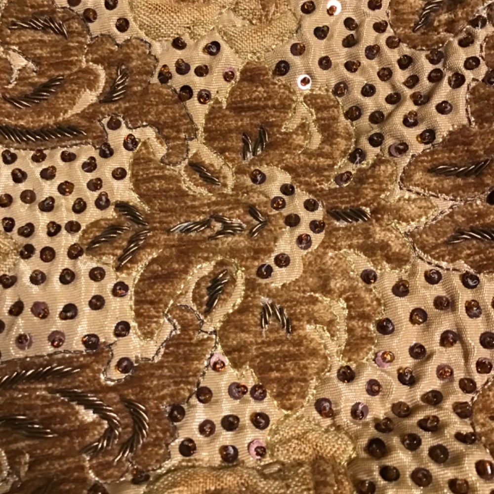 Hand made in India Purse velvet embroidered glass beads sequins Victorian brass