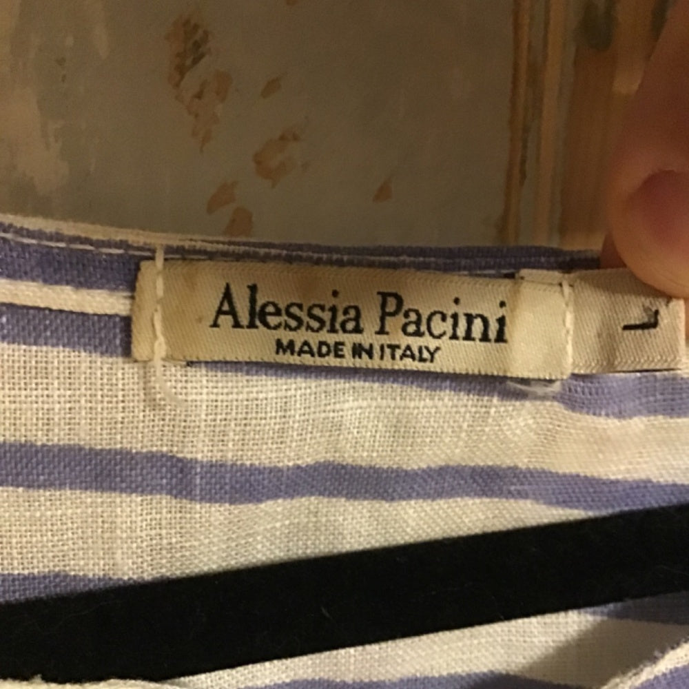 Alessia Pacino made in Italy dress size L blue and white