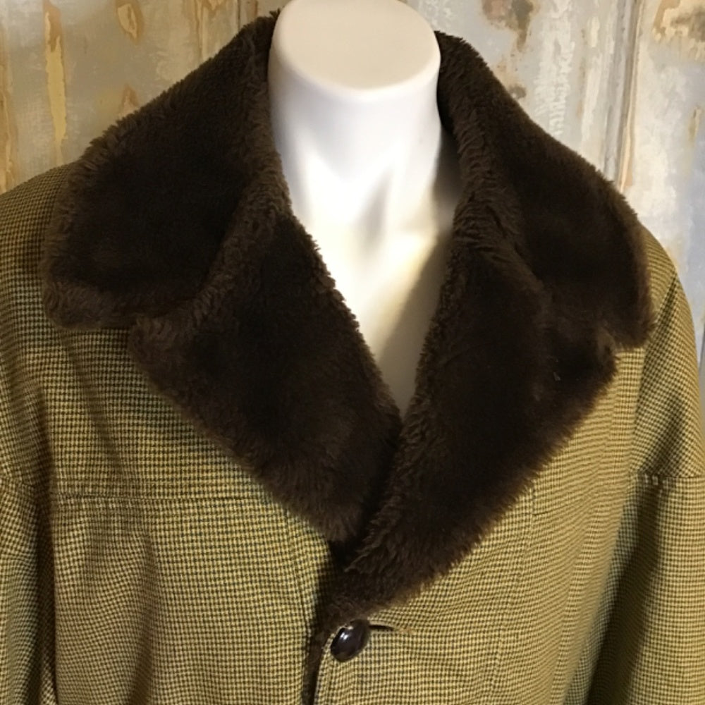 Vintage Midwest outerwear winter coat vegan fur belt and pockets
