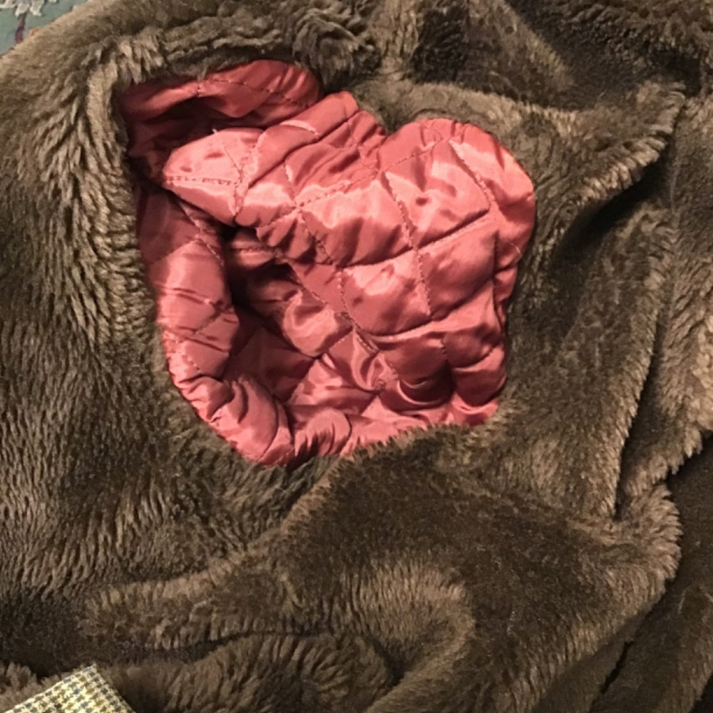 Vintage Midwest outerwear winter coat vegan fur belt and pockets
