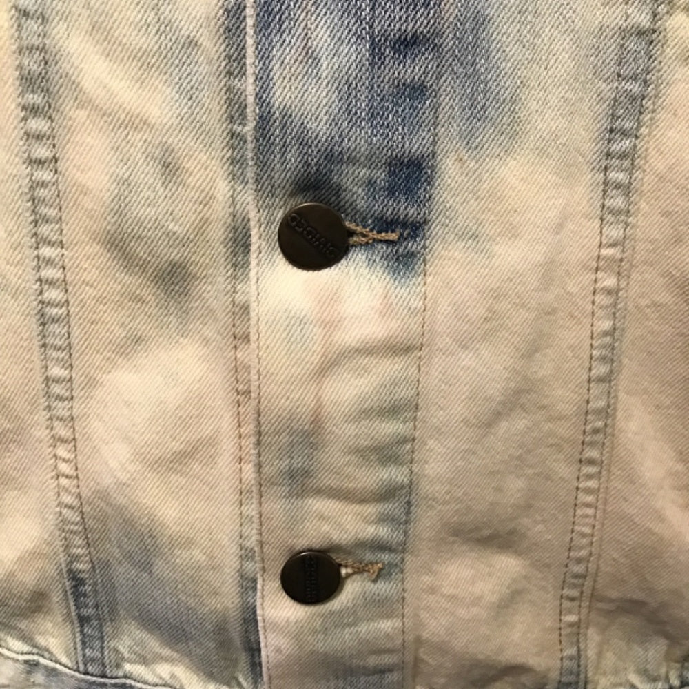 H&M Edgy Bold bleach  Denim  Sleeveless vest size M colorful handmade details