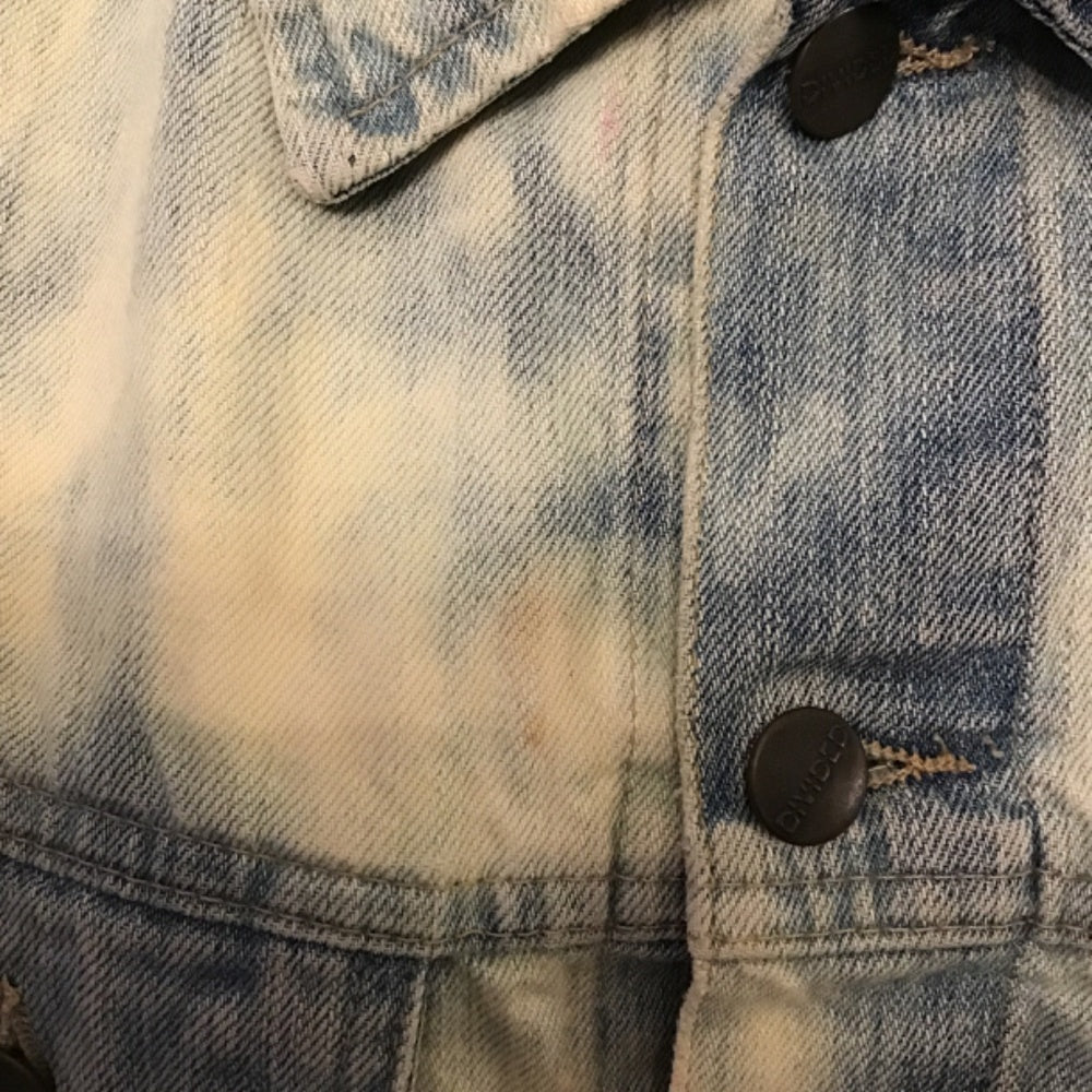 H&M Edgy Bold bleach  Denim  Sleeveless vest size M colorful handmade details