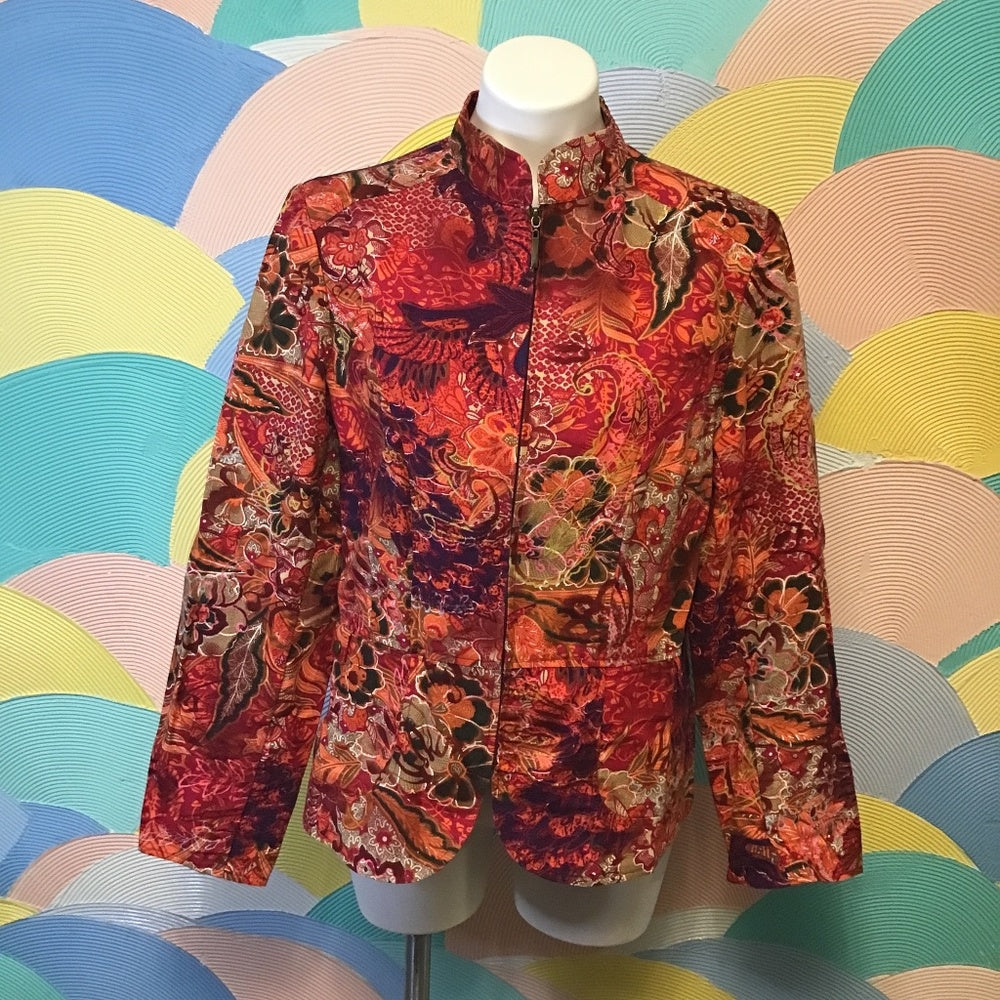 Cold water creek zip up floral jacket Sz L