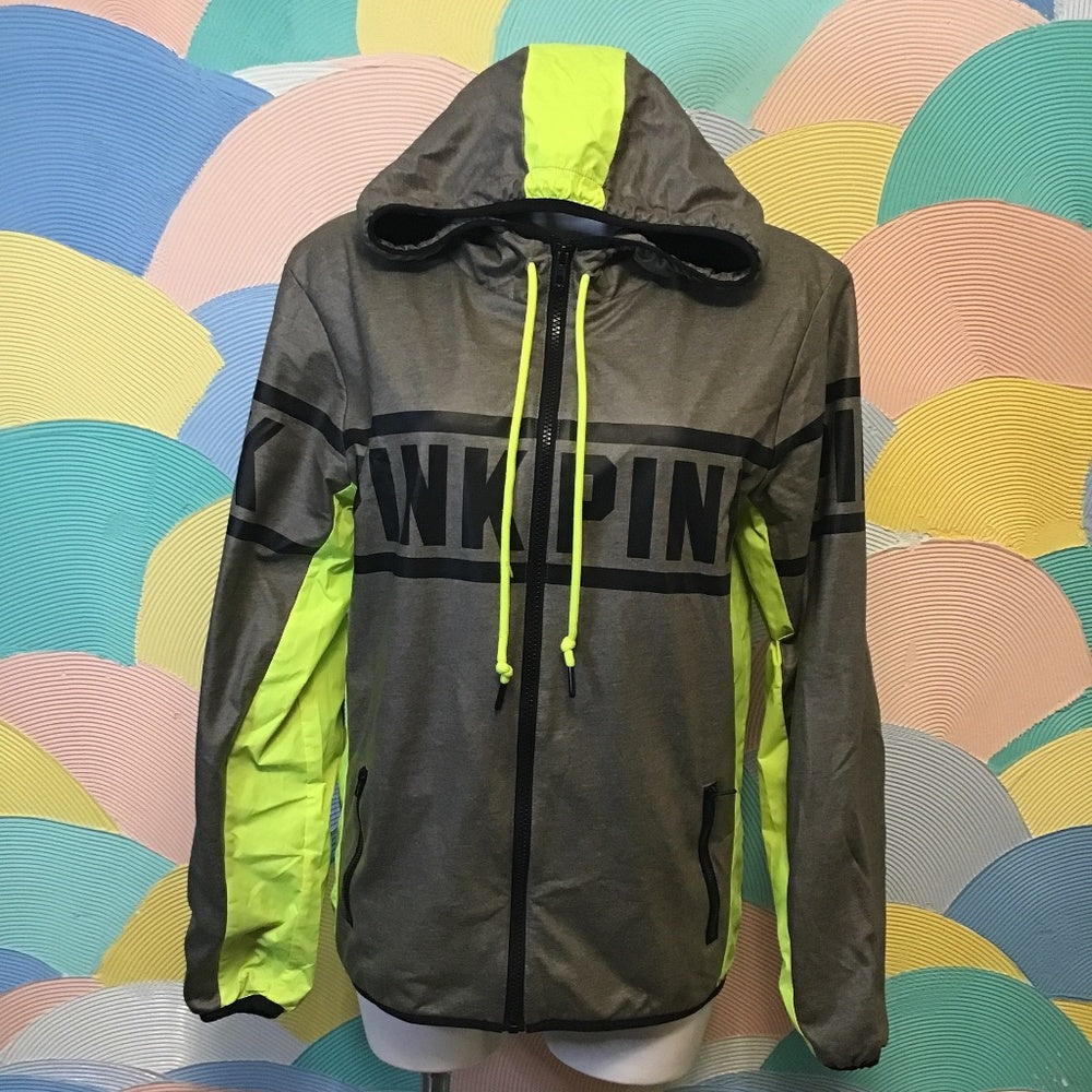 PINK Victoria’s Secret Gray Neon Yellow Accent Running Jacket size XS