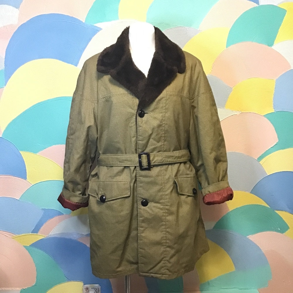 Vintage Midwest outerwear winter coat vegan fur belt and pockets