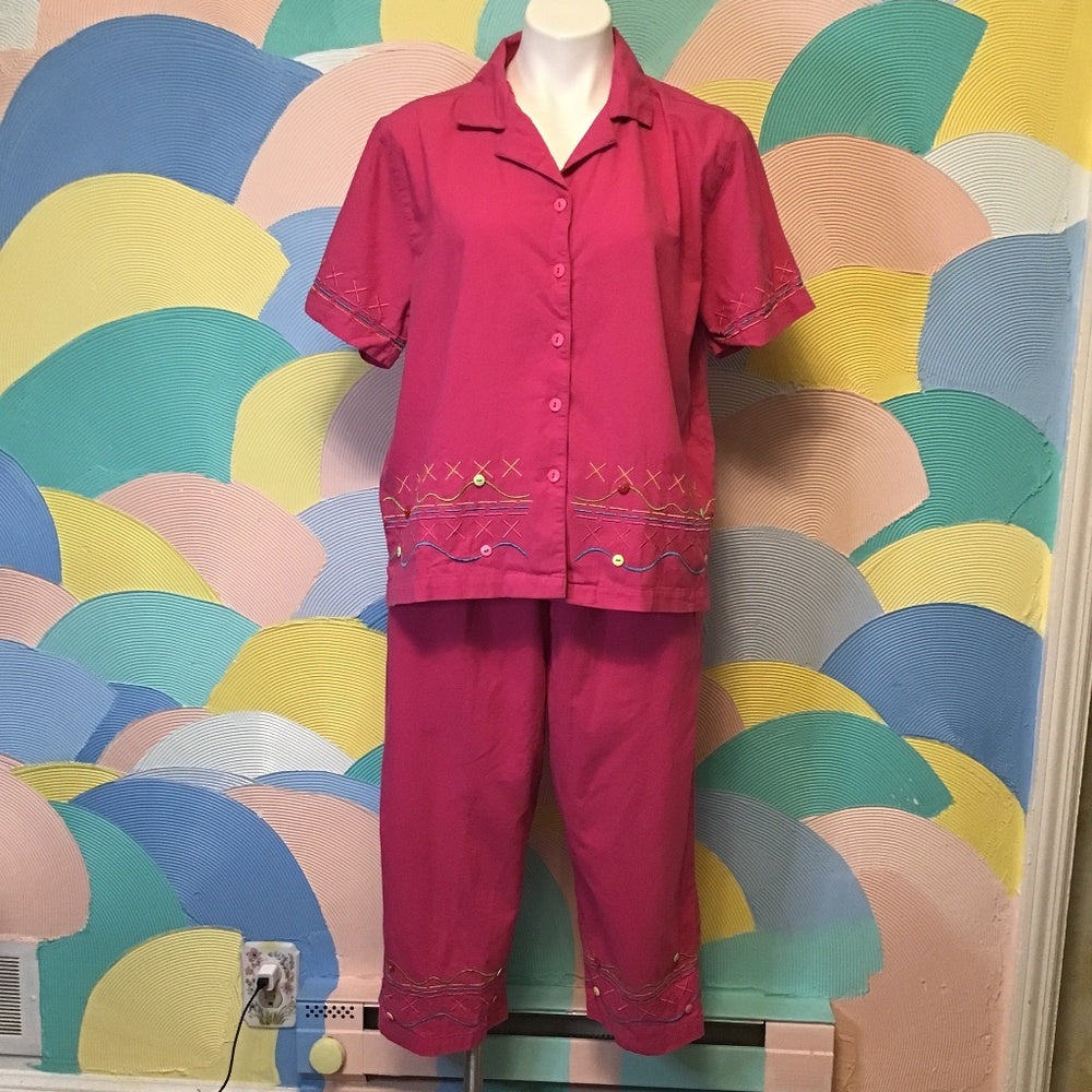 Jane Ashley pink matching two piece Sz L