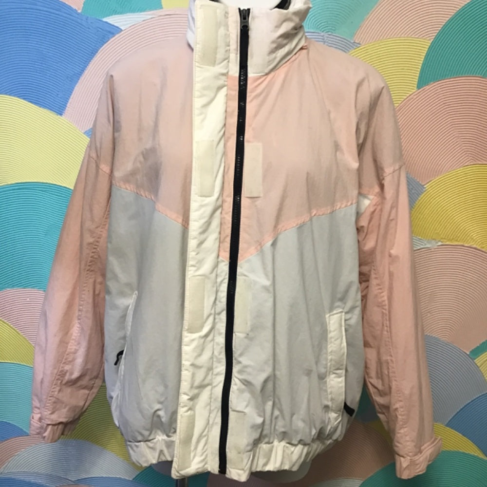 Abercrombie Warm Pink white Zip Up Jacket large