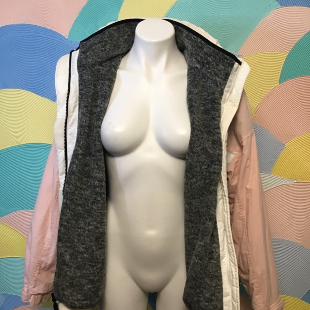 Abercrombie Warm Pink white Zip Up Jacket large