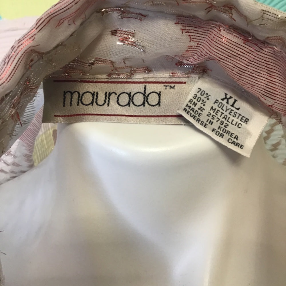 Maurada long sleeve sheer pink silver sparkly Blouse XL