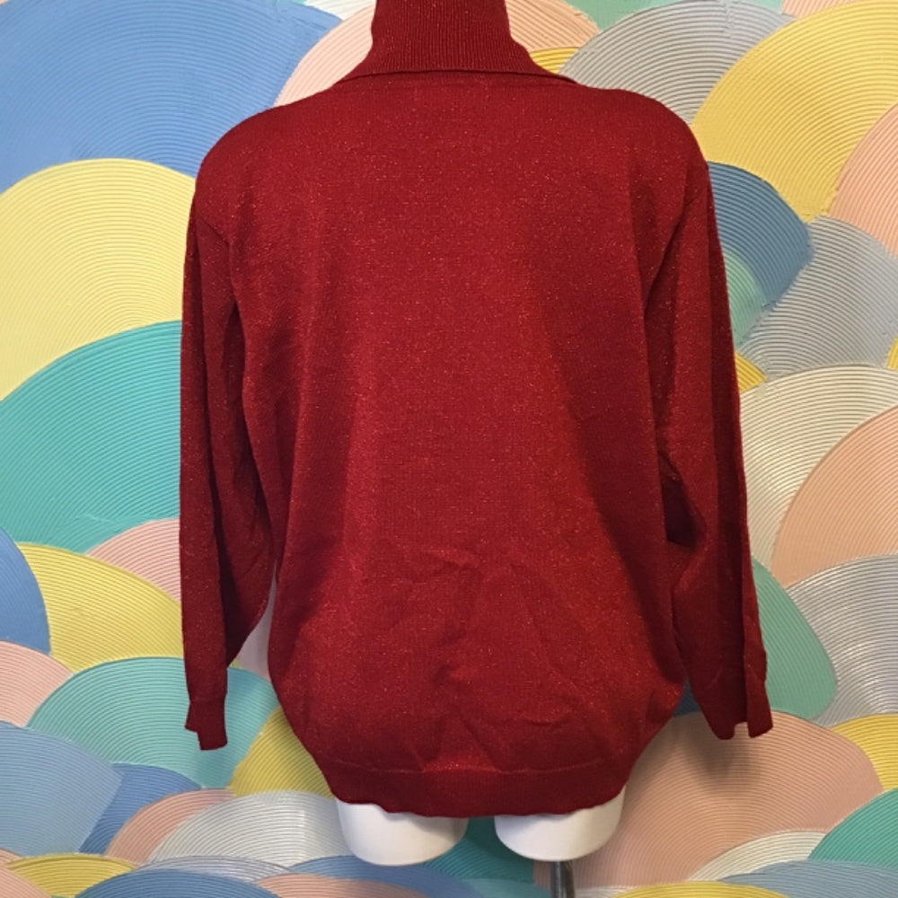 Dressbarn woman red sweater size 22/24 metallic turtle neck