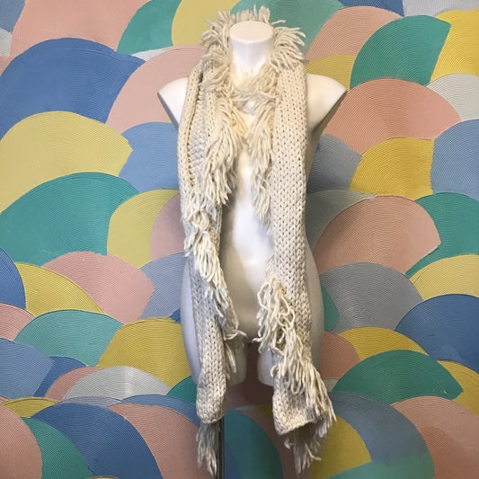 Steve Madden Thick Warm Cozy Knit White Scarf