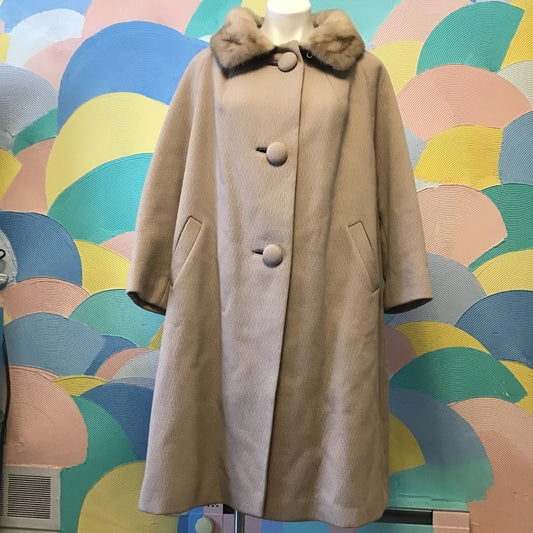 Mink vintage fur Frostmann 50s Coat mink leather on collar