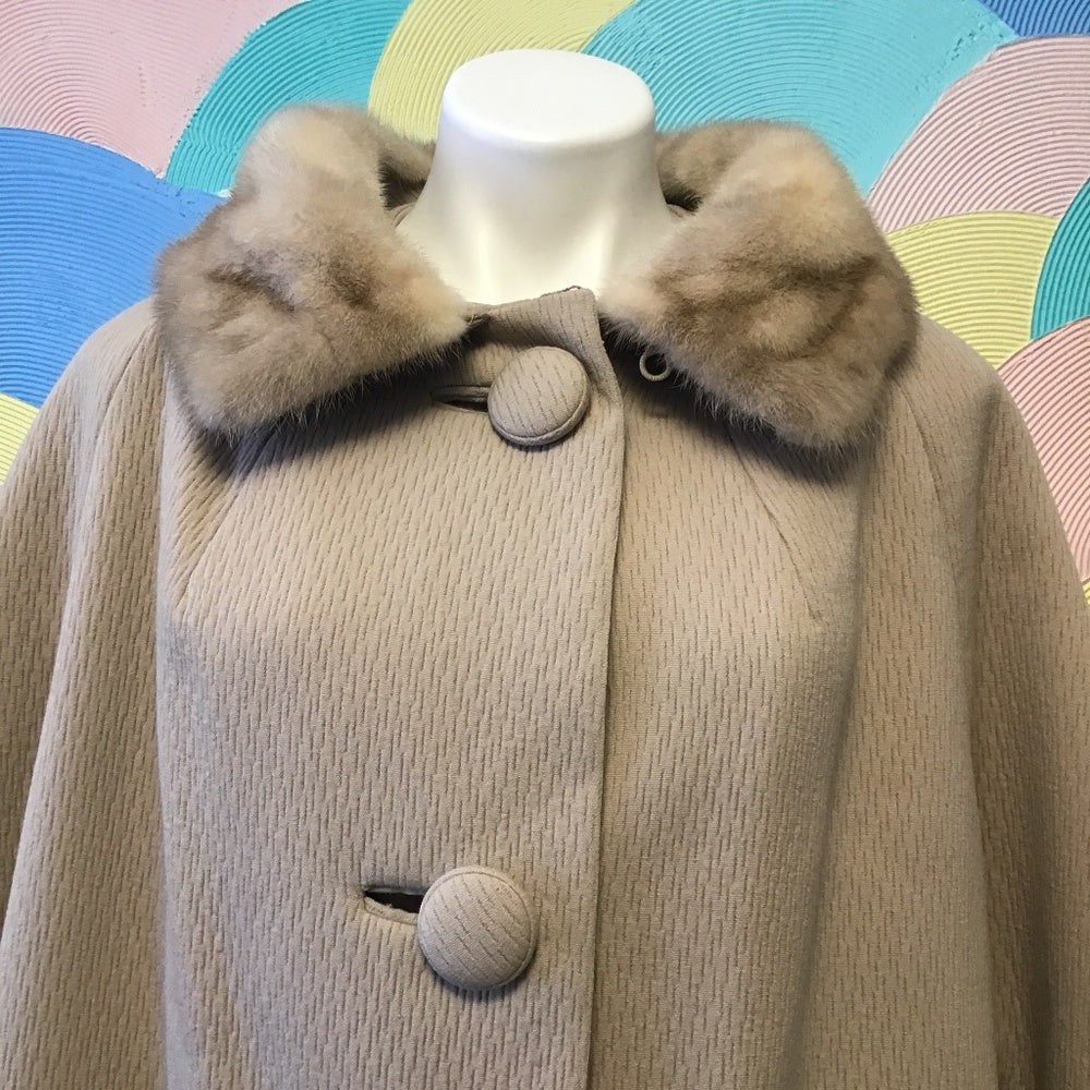 Mink vintage fur Frostmann 50s Coat mink leather on collar