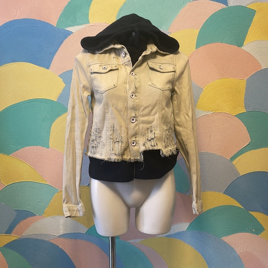 Free People Jean Jacket with sweatshirt Sz Xs