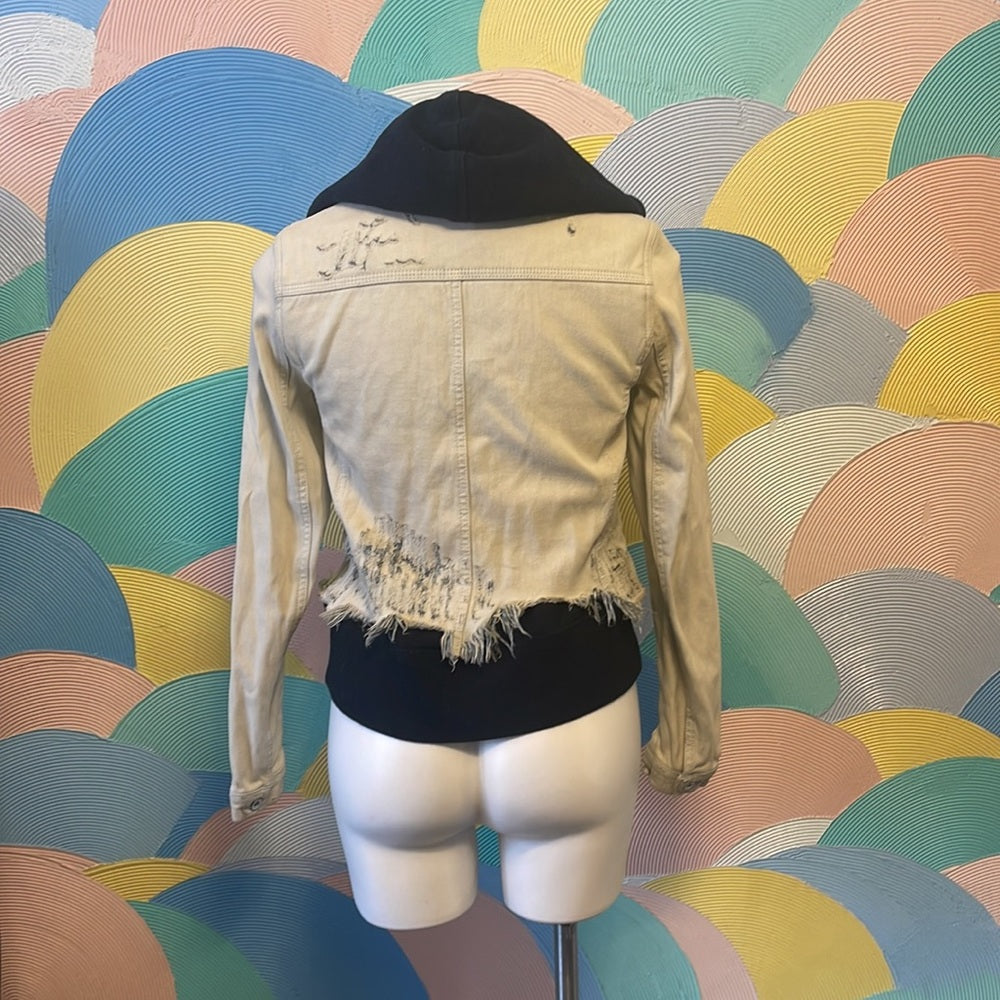 Free People Jean Jacket with sweatshirt Sz Xs