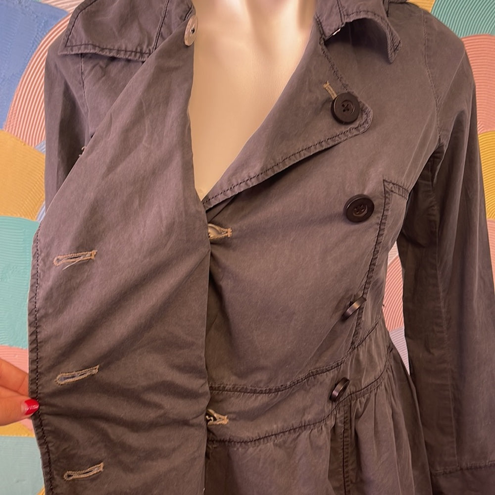 RARE Free People Dainty Pleated Gray Coat sz6