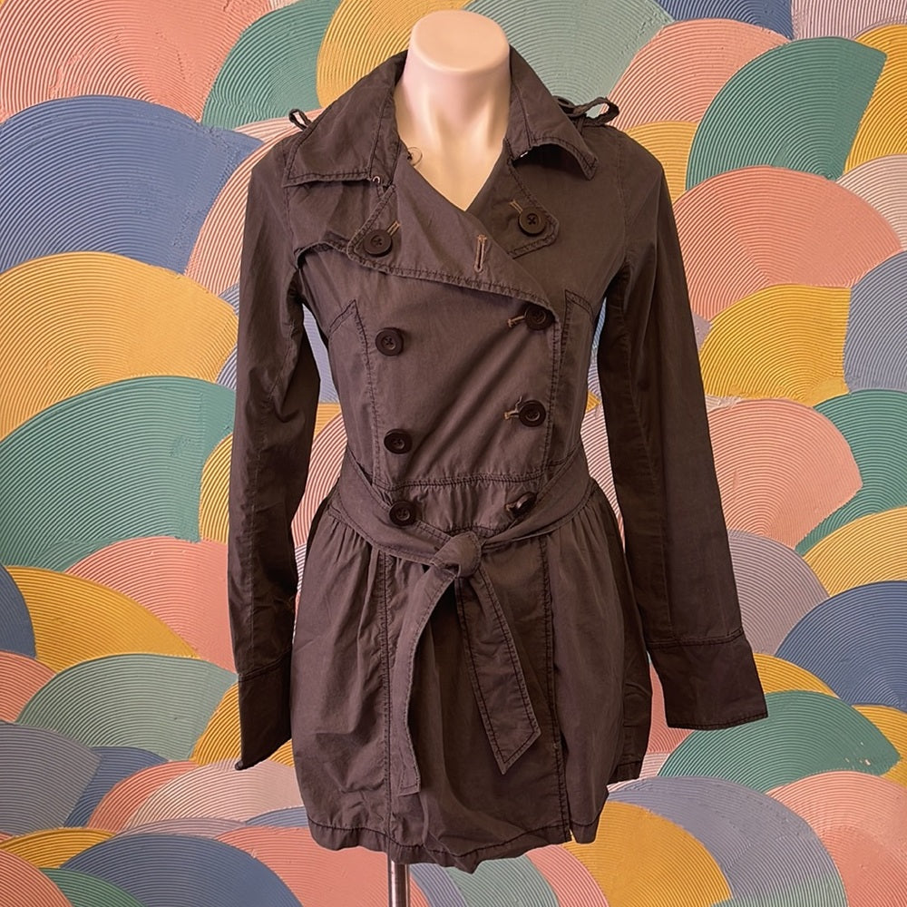 RARE Free People Dainty Pleated Gray Coat sz6