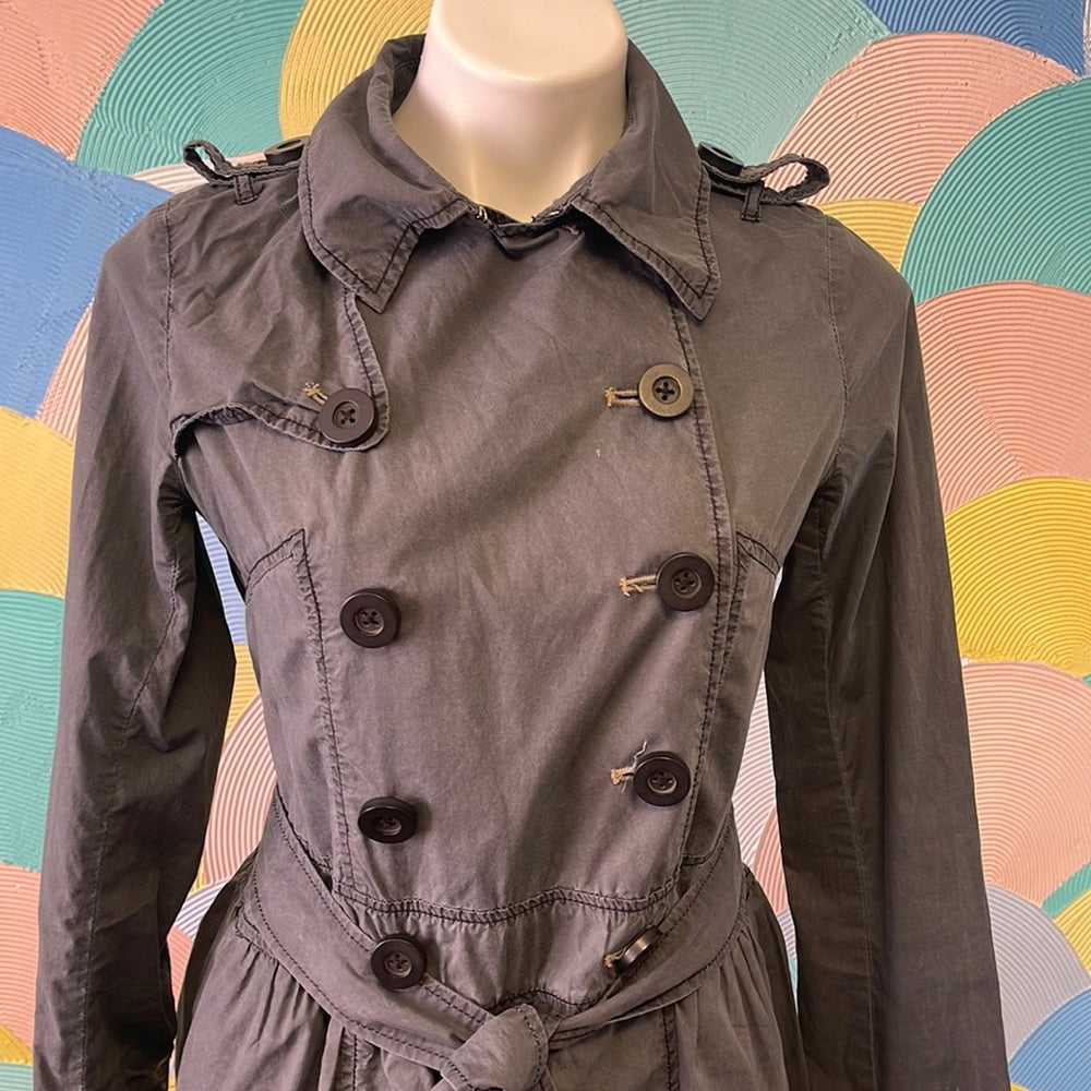 RARE Free People Dainty Pleated Gray Coat sz6