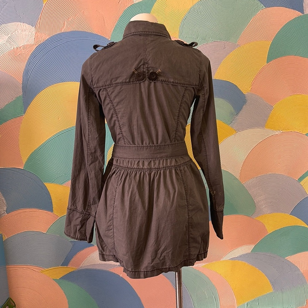 RARE Free People Dainty Pleated Gray Coat sz6