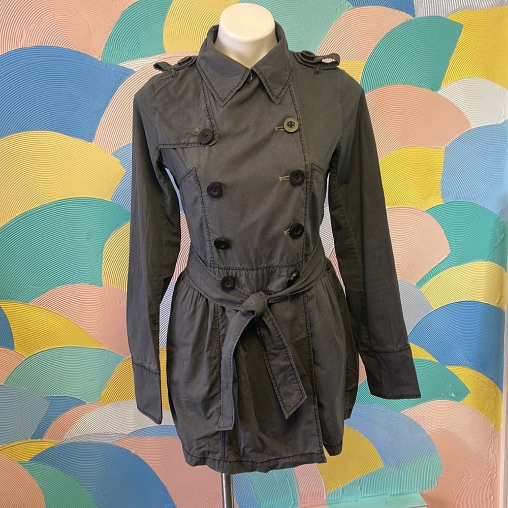 RARE Free People Dainty Pleated Gray Coat sz6
