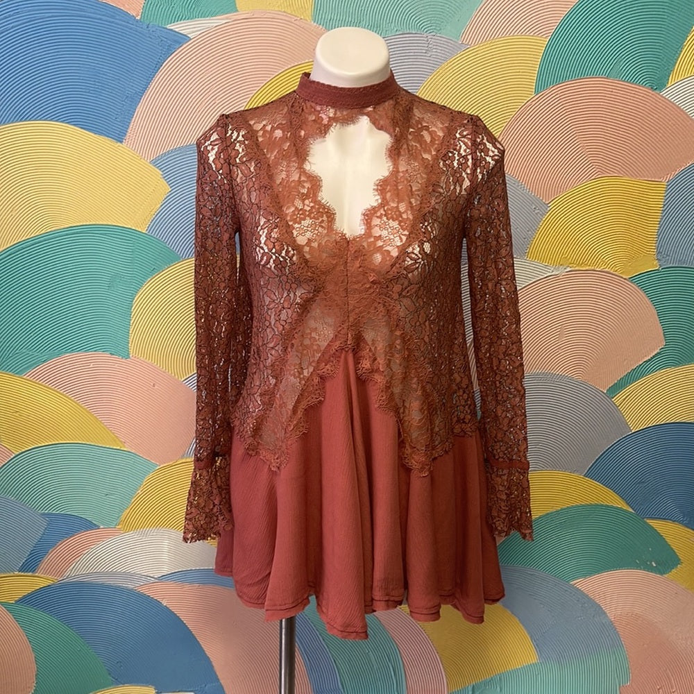 Free people lance blouse long linen bottom