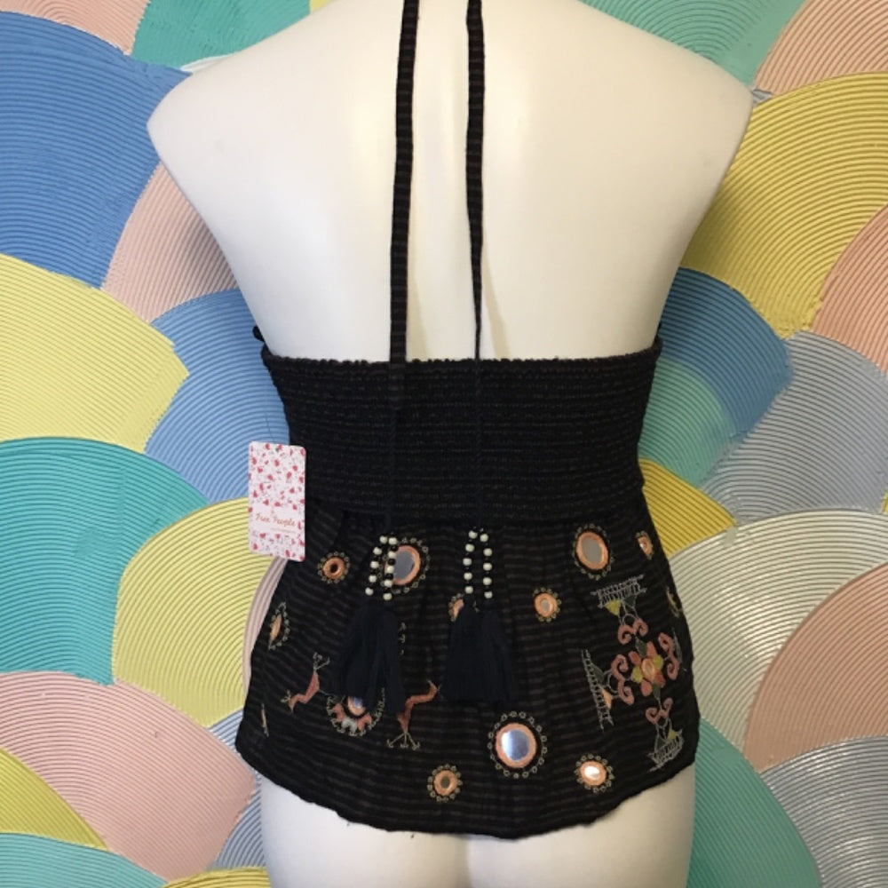🎀 Free People Fun Floral Striped Halter Top XS
