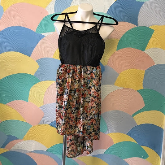 Beautiful Floral Lacey Leather HighLow Dress S