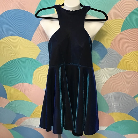 Silence+Noise Shiny Chromatic Blue Halter Dress XS