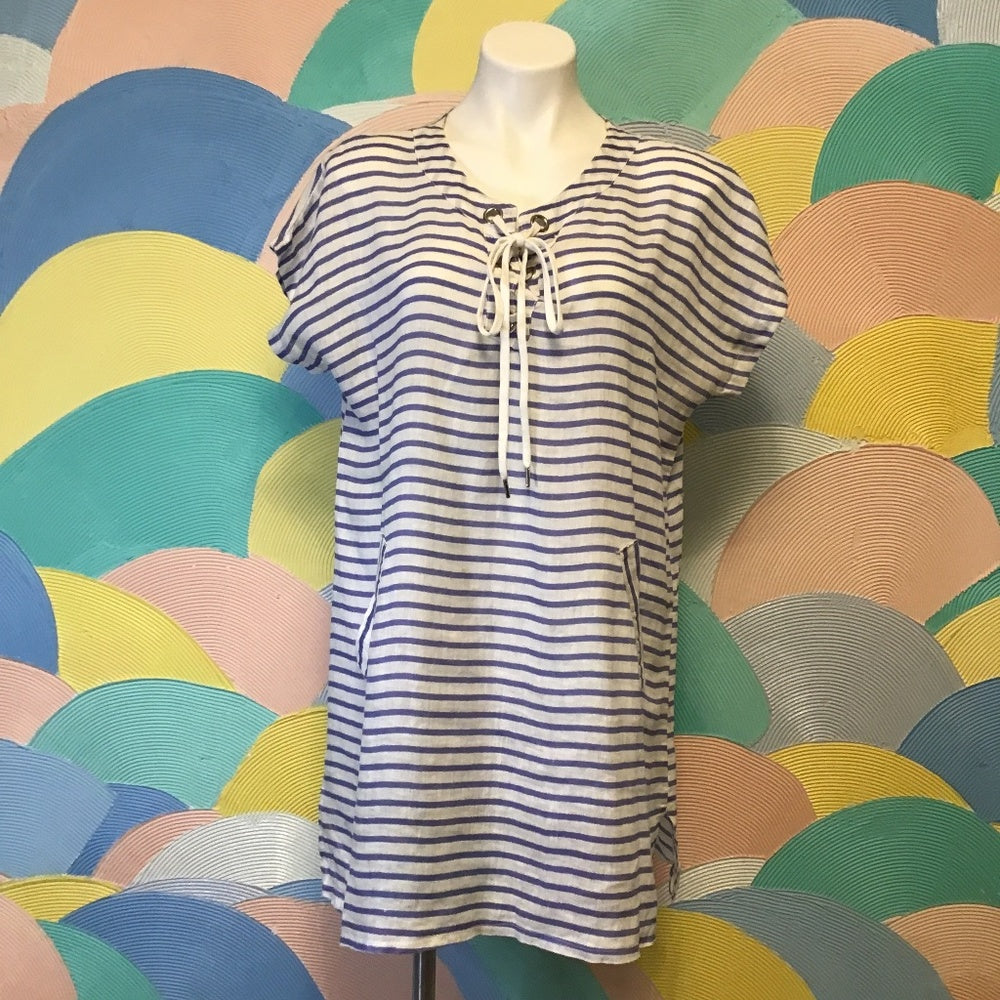 Alessia Pacino made in Italy dress size L blue and white