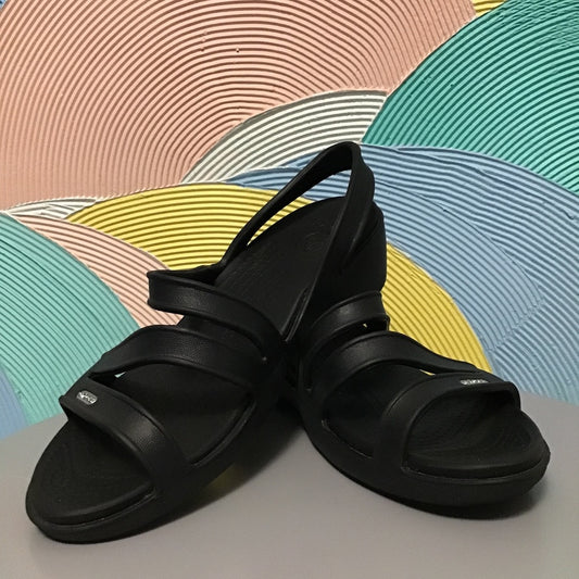Black crocs sandals size 8
