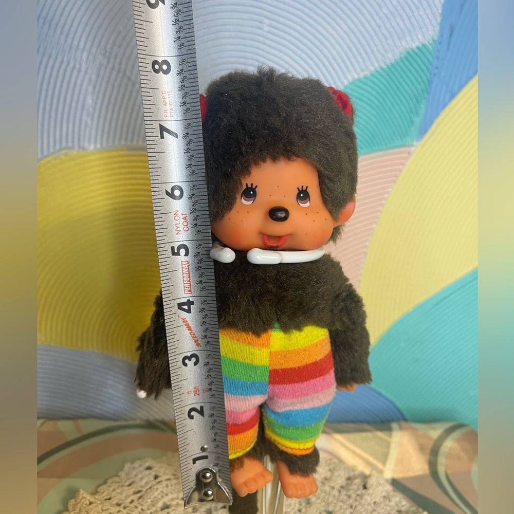 Sekiguchi Monchhichi Doll With Rainbow Pants Collectable Toy 80 vintage