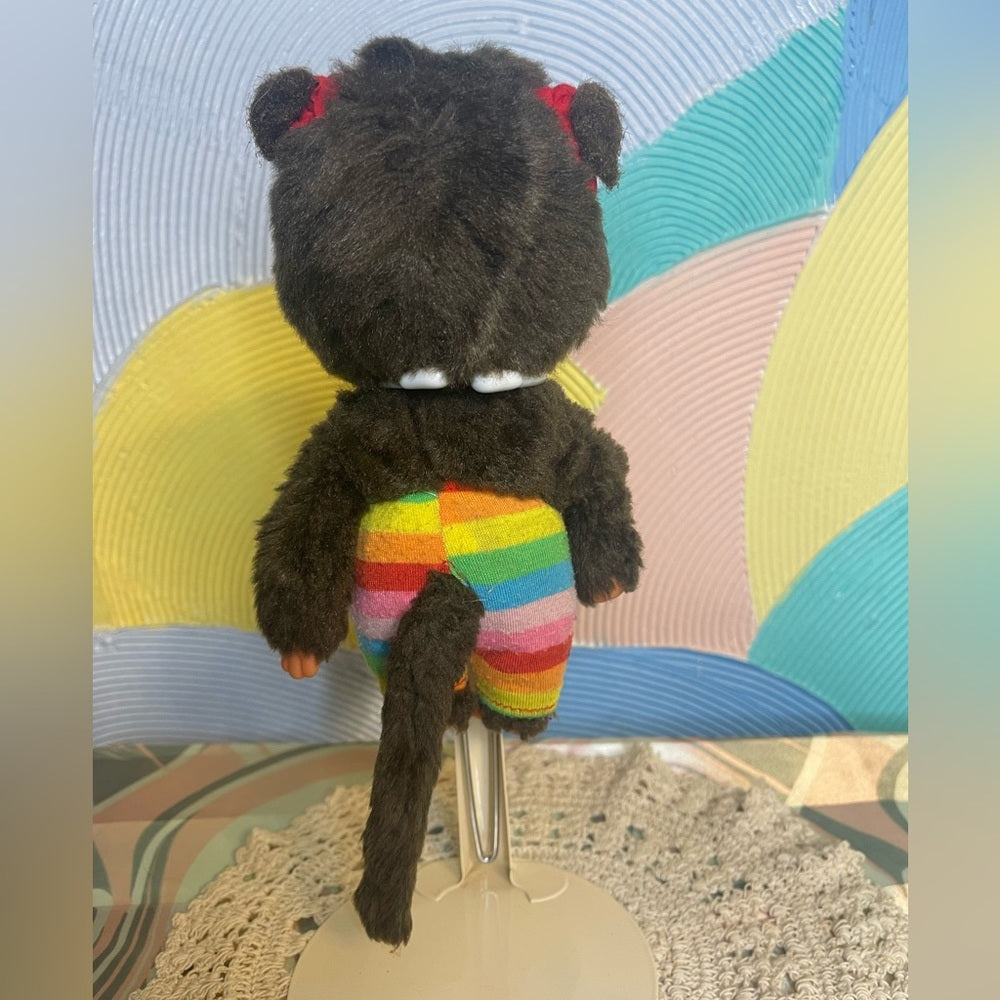 Sekiguchi Monchhichi Doll With Rainbow Pants Collectable Toy 80 vintage