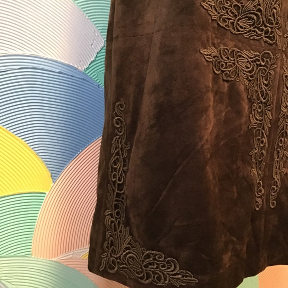 Silkland silk brown embroidered Skirt size 12