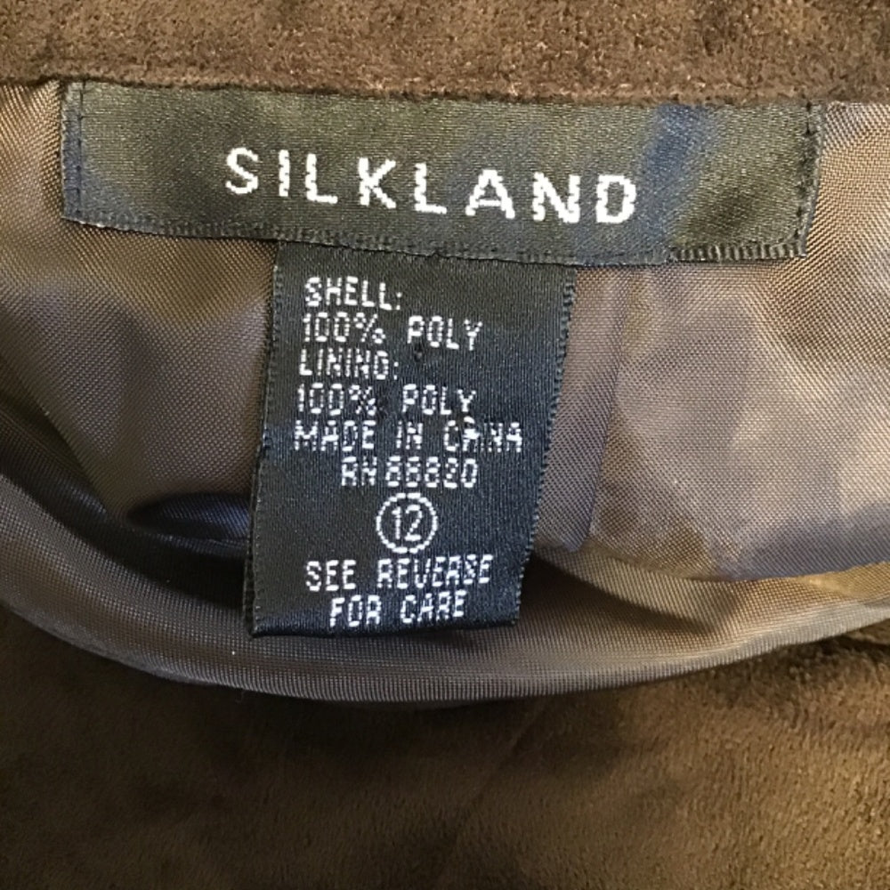 Silkland silk brown embroidered Skirt size 12