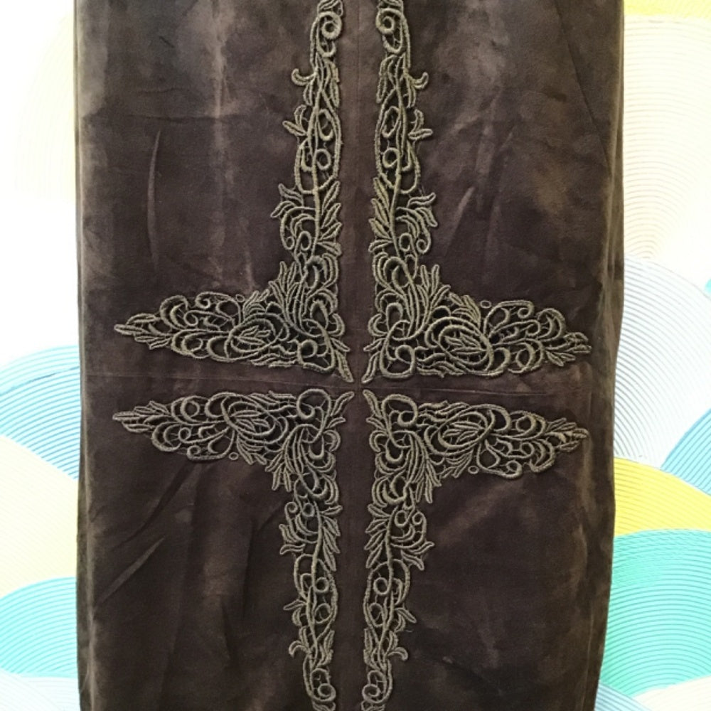 Silkland silk brown embroidered Skirt size 12