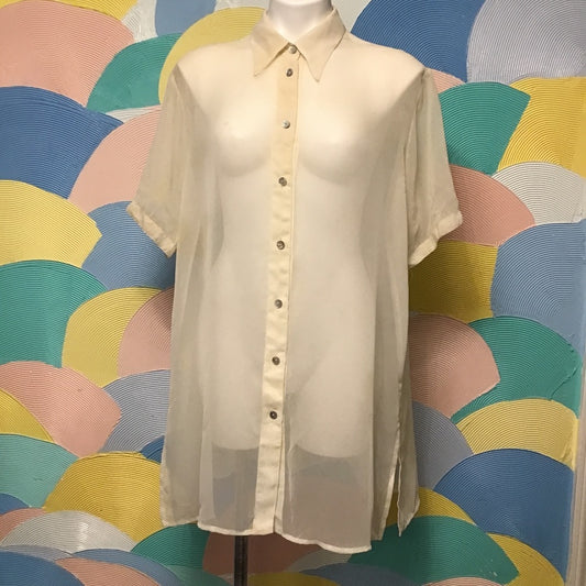 Vintage 1950s gottex blouse button up with mother pearl buttons