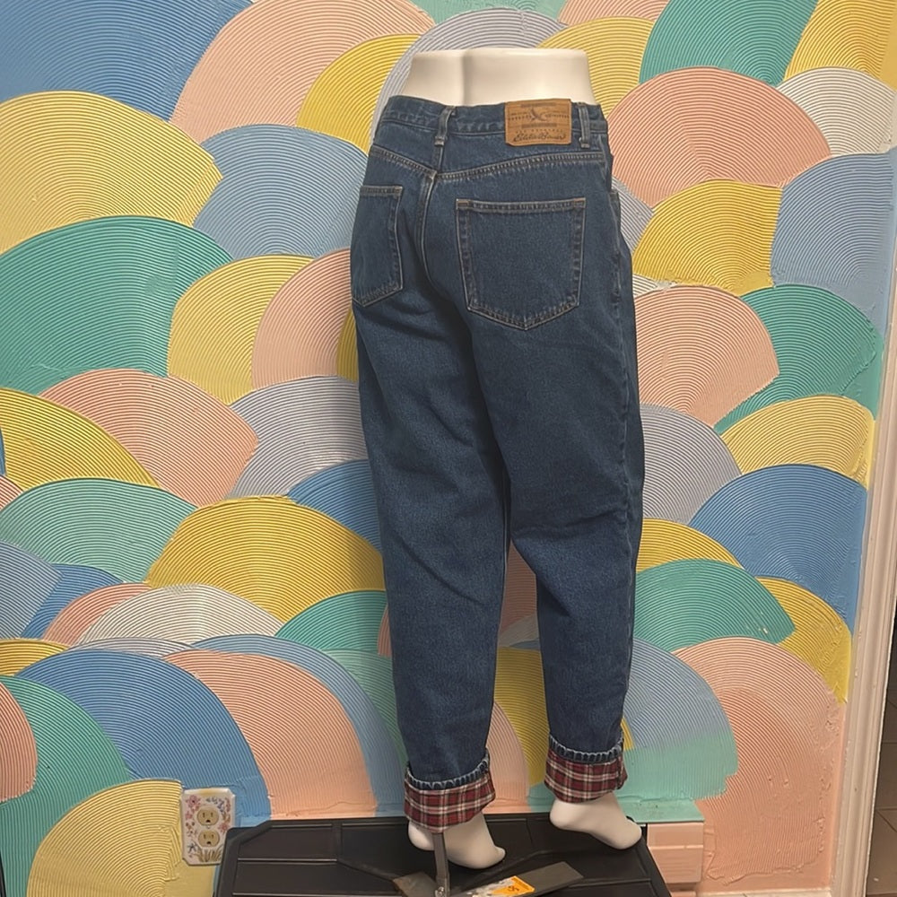 Eddie Bauer 100% cotton outdoor flannel Lined bluejeans size 12 Hong Kong