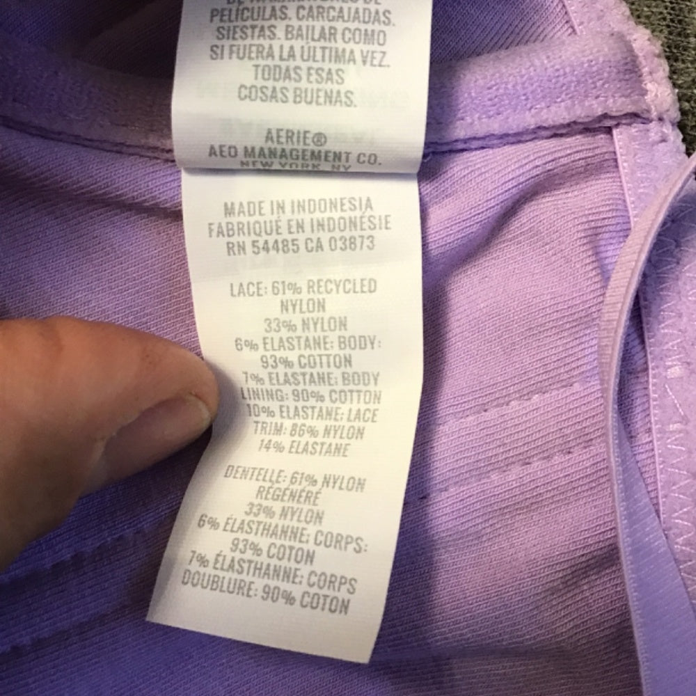 Aerie embroidered Bra size 34B color purple