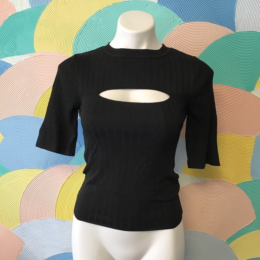 Topshop Black Midlength Cutout Pleated