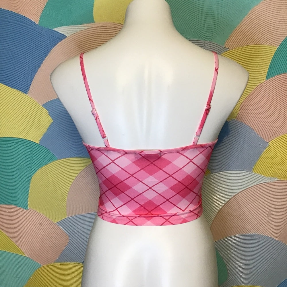 Club EXX dolls kill Plaid Neon Pink Tank XS