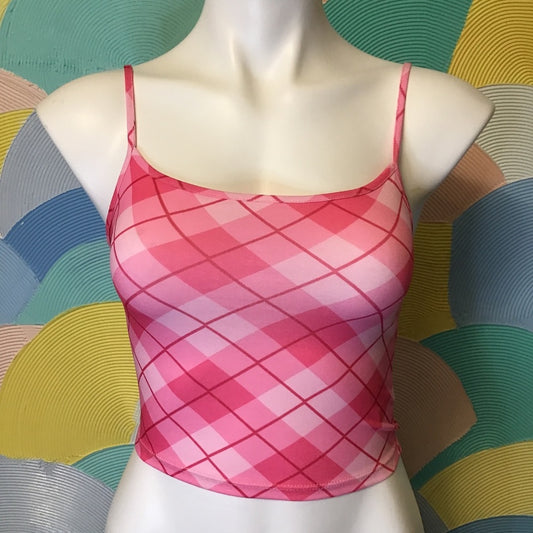 Club EXX dolls kill Plaid Neon Pink Tank XS