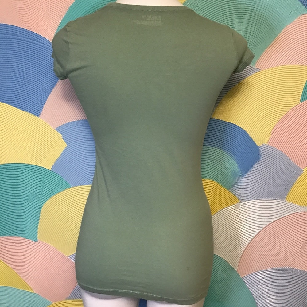 Mossimo supply Silk screen handmade one of a kind green tee with design Sz M