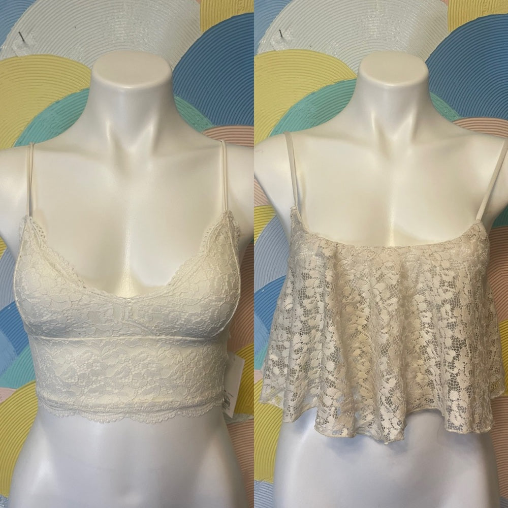 Bundle white crop tops new with tag lace pretty little layers and Kirra